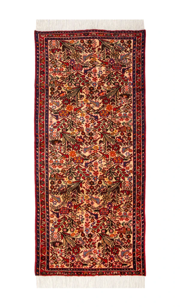 Handwoven Persian rustic Sarouk runner rug